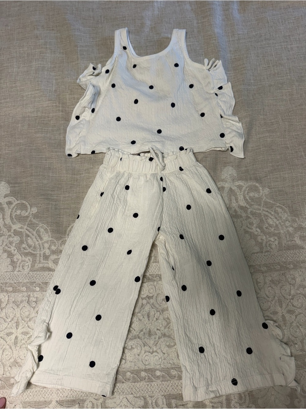 Zara White and navy Polka Dot Two-Piece set